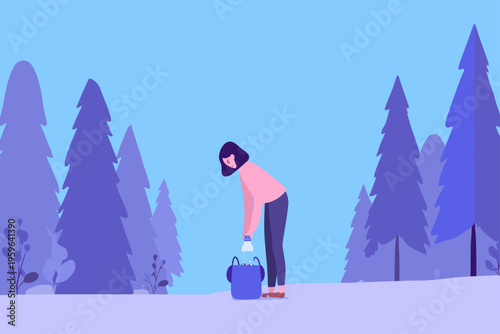 Woman Hiking with Cooler Backpack