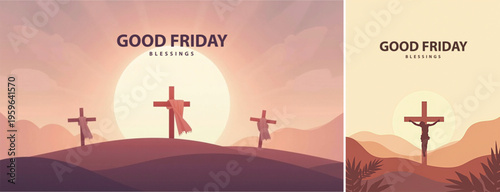 Elegant Good friday with cross background, Good friday holy week background for banner and social meida template