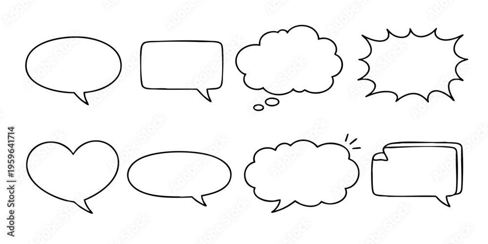 Fototapeta premium Hand Drawn Speech Bubbles Collection / 手書き吹き出しコレクション（吹き出し・会話・ベクター）