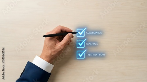 Hand Using Stylus to Interact with Holographic Checklist in Eye-Level Medium Close-Up with Corporate Negative Glow Background Professional Digital Validation Scene styus glow.