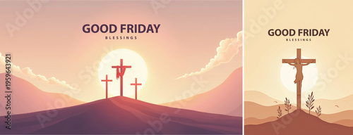Elegant Good friday with cross background, Good friday holy week background for banner and social meida template