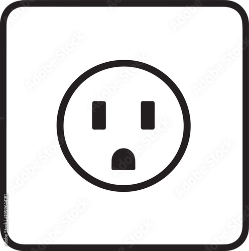 A simplistic, elegant, graphic of an electrical socket, perfect for illustrating themes of technology, power, and connectivity.