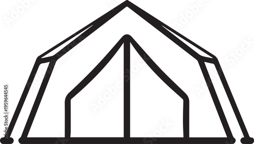 A simple tent illustration, depicting an outline of a camping tent. 