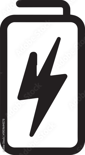 A minimalist illustration of a battery icon, symbolizing power, energy, and charging.