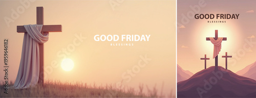 Elegant Good friday with cross background, Good friday holy week background for banner and social meida template