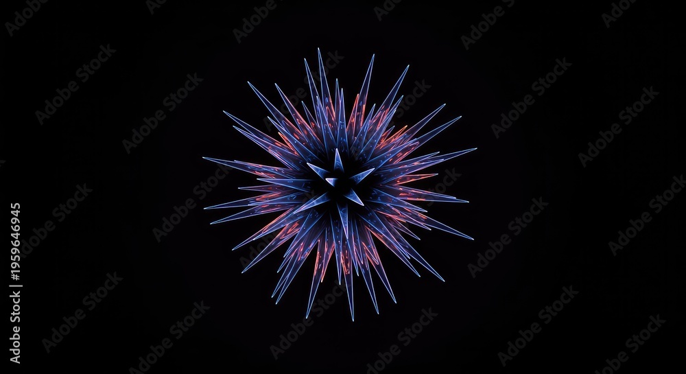 Fototapeta premium Dynamic geometric structures growing from a central point, illustrating boundless potential and infinite scaling against a dark void background, fractal, expansion, dark
