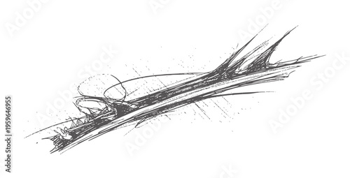 Dark grey abstract scribbled lines and dots white