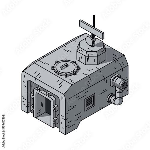 Isometric Illustration of a Bunker or Underground Shelter.