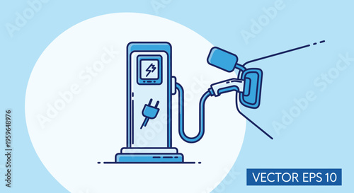 Electric car charging station point.