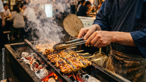 Φωτογραφία World Street Food and Traditional Cuisine Series: Japanese Yakitori Skewers on C