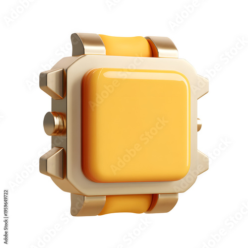 Luxurious yellow and gold smartwatch illustration rendered style on transparent background