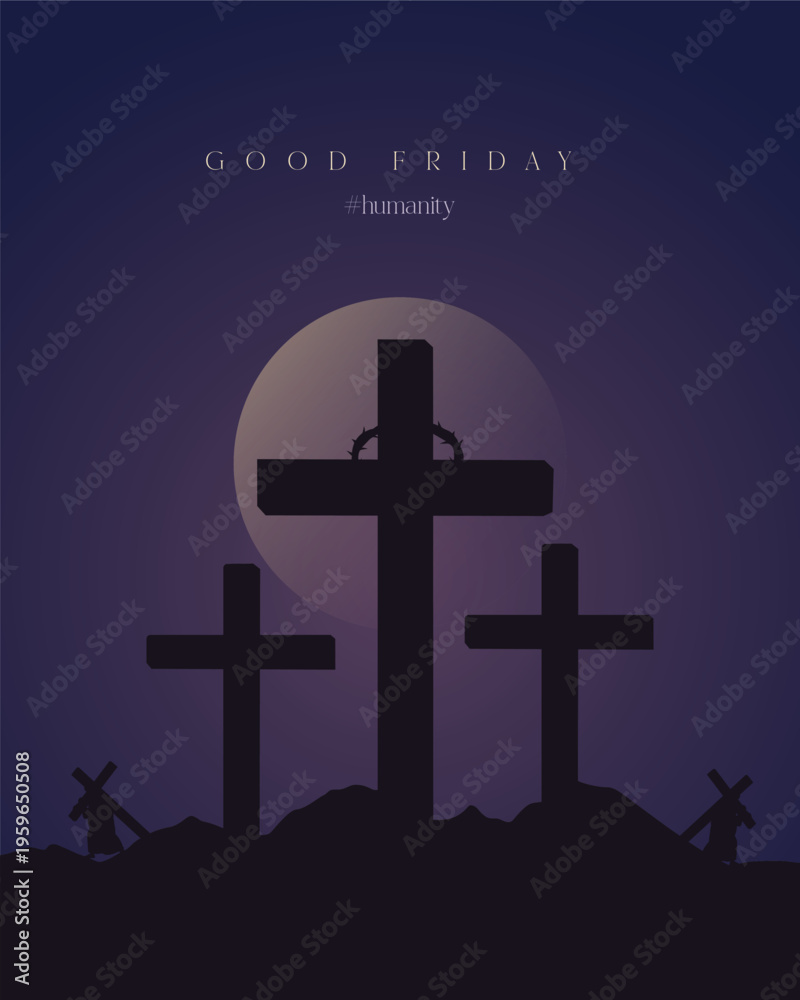 Obraz premium Good Friday Peace of Holy Week Social Media Post, Web Banner, Status, Story