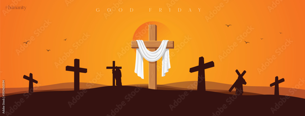 Naklejka premium Good Friday Peace of Holy Week Social Media Post, Web Banner, Status, Story