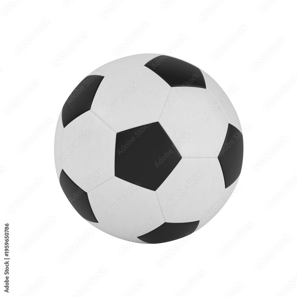 Fototapeta premium Leather soccer ball on white background. Isolated 3D illustration