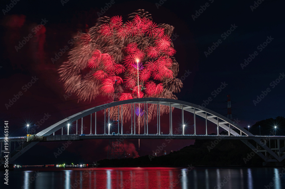 custom made wallpaper toronto digital伊万里湾大橋越しの伊万里湾大花火