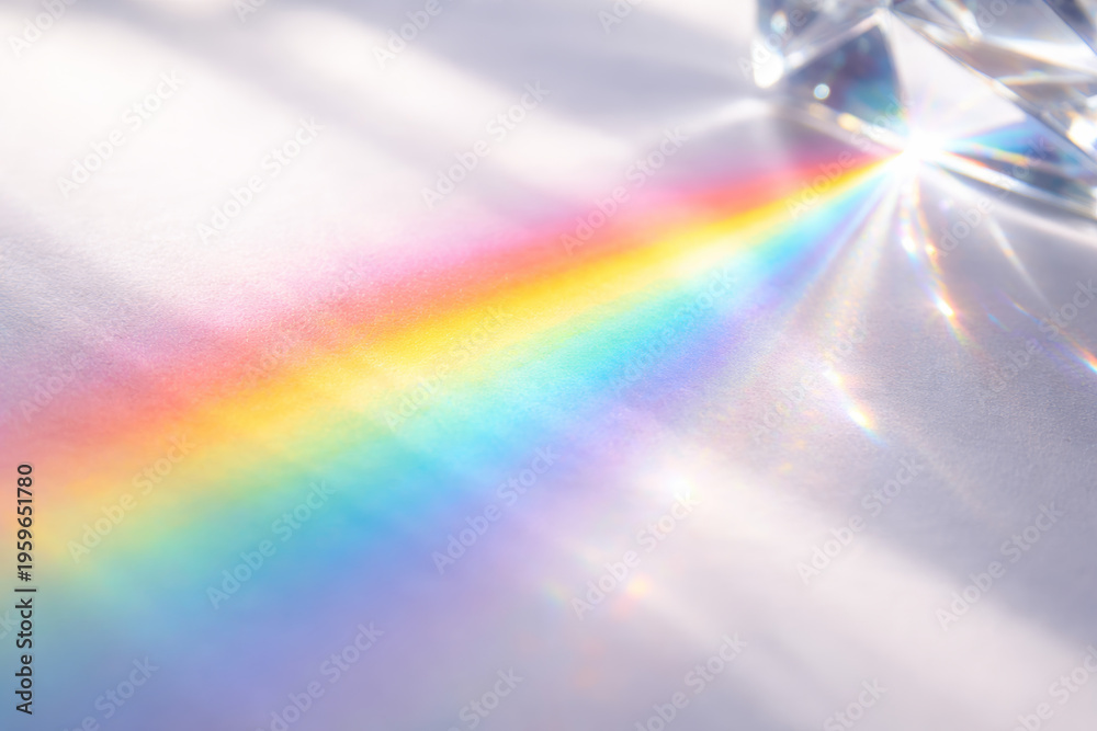 Fototapeta premium Colorful rainbow spectrum created by light through crystal prism