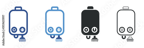 Water Heater icon set multiple style collection, modern boiler appliances, hot and cold water icons, thermostat and climate control symbols