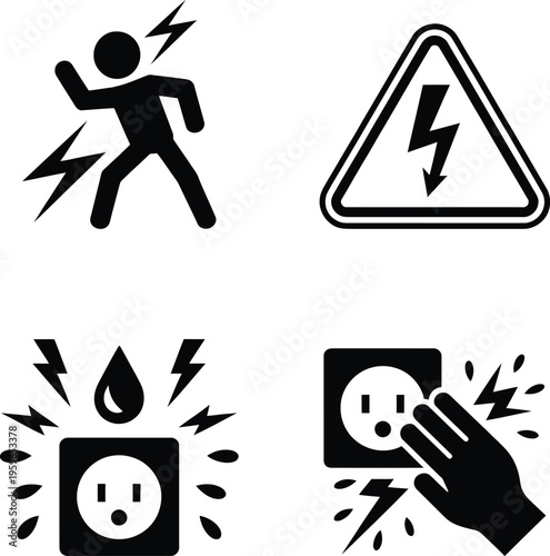 Safety warnings related to electrical hazards and water exposure