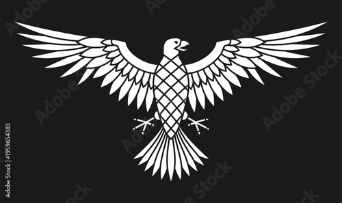 Eagle vector art. Logo desing. Heraldic coat of arms sign. Royal and Freedom symbol. Artistic bird illustration.