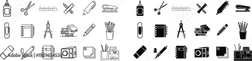 Educational icons and symbols for learning and academic institutions