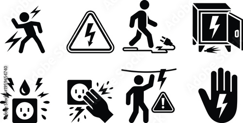 Common electrical safety hazards and precautions illustrated