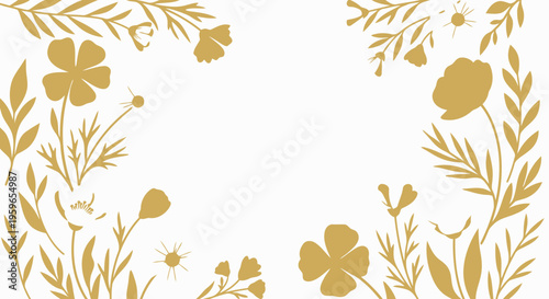 Golden floral patterns, elegant botanical designs, vector flower arrangements, decorative illustrations