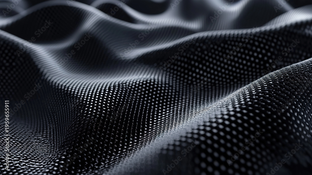 Naklejka premium black nylon cloth wave texture background 