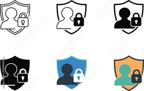 User access protection symbol, controlled entry and defense against unauthorized use, single icon representing security, login control, and account safety
