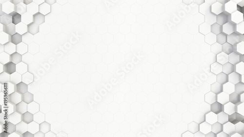 Hexagonal relief on a white wall Tiles. A white wall with hexagon tiles for texture and background