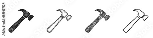 Sketch hammer icon design set