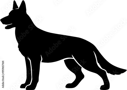 German Shepherd dog silhouette, side profile black vector icon