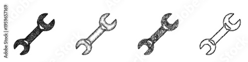 Sketch wrench icon design set