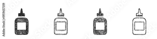 Sketch glue bottle icon design set