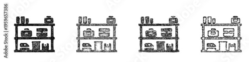 Sketch workshop shelf icon design set