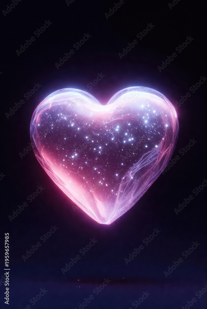 Obraz premium Glowing Pink Cosmic Heart with Shimmering Stardust Particles