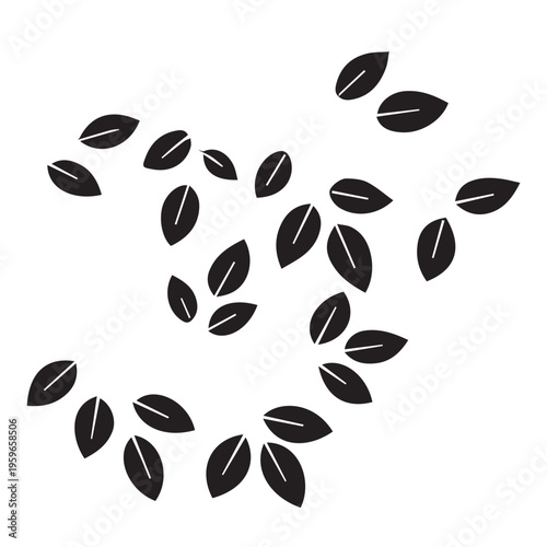 Seamless coffee beans vector illustration featuring black tree silhouettes and brown leaf patterns for a caffeine-inspired cafe wallpaper design