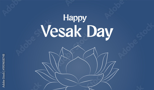 Minimalist Lotus Flower Design for Vesak Day Celebration Banner