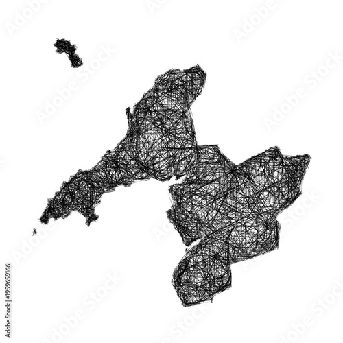 Sketch Gwynedd outline map design