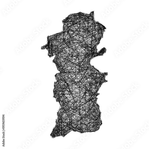 Sketch Powys outline map design