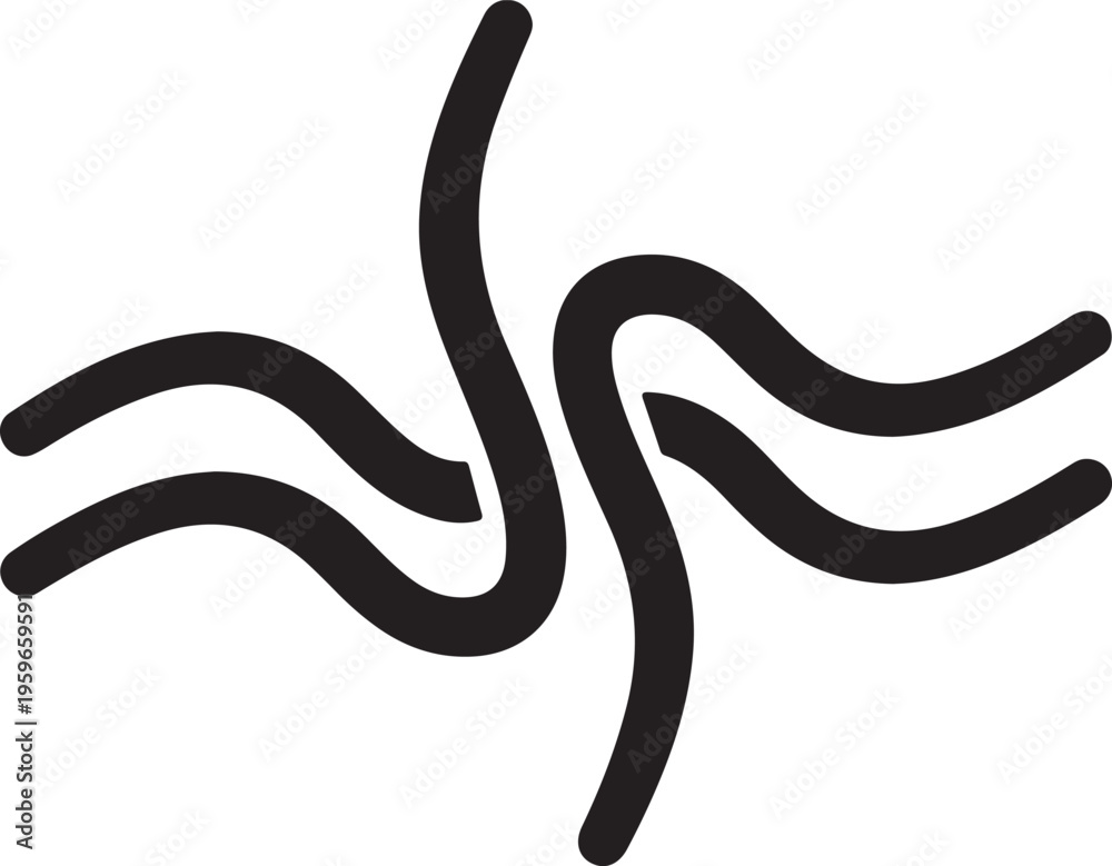 Fototapeta premium Minimalist abstract wave logo vector, black fluid line art symbol, modern organic flowing curves icon for branding and identity design