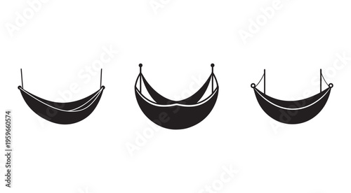 Three hammock icons in different positions for relaxation and leisure activities outdoors  hammocks for camping and backyard use