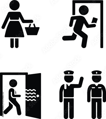 Icons representing various emergency and utility access points and personnel