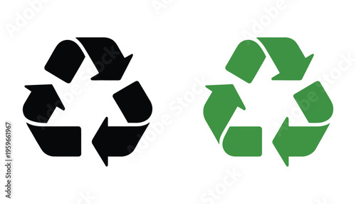 recycle symbols, recycling arrow icons set with reuse and reduce elements, recycle badge and label illustration,environmental awareness, green living, and waste sorting systems.