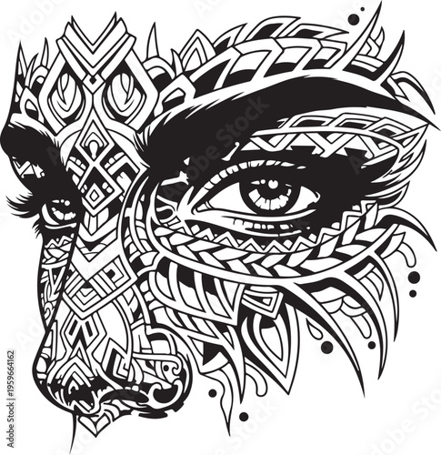 Mandala Eye Vector Art with Ornate Geometric Patterns for Tattoo and T-shirt Design