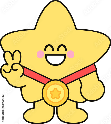 금메달 브이하는 별 캐릭터