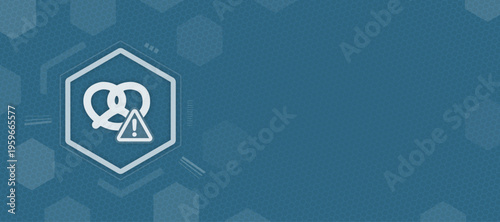 Food Safety and Bakery Allergen Warning Icon on Blue Hexagonal Tech Background Vector with Copy Space