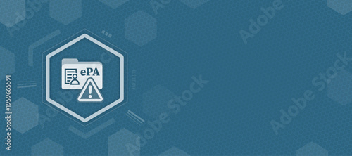 Electronic Patient File ePA Privacy Warning Icon on Blue Hexagonal Tech Background Vector with Copy Space