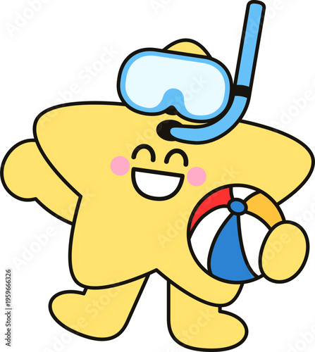 물놀이 용품 들고 있는 별 캐릭터