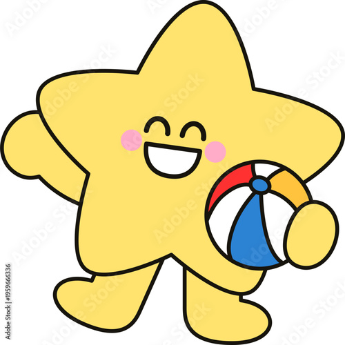 비치볼 잡고 좋아하는 별 캐릭터