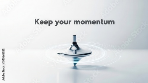 Shiny Metal Spinning Top Maintaining Momentum